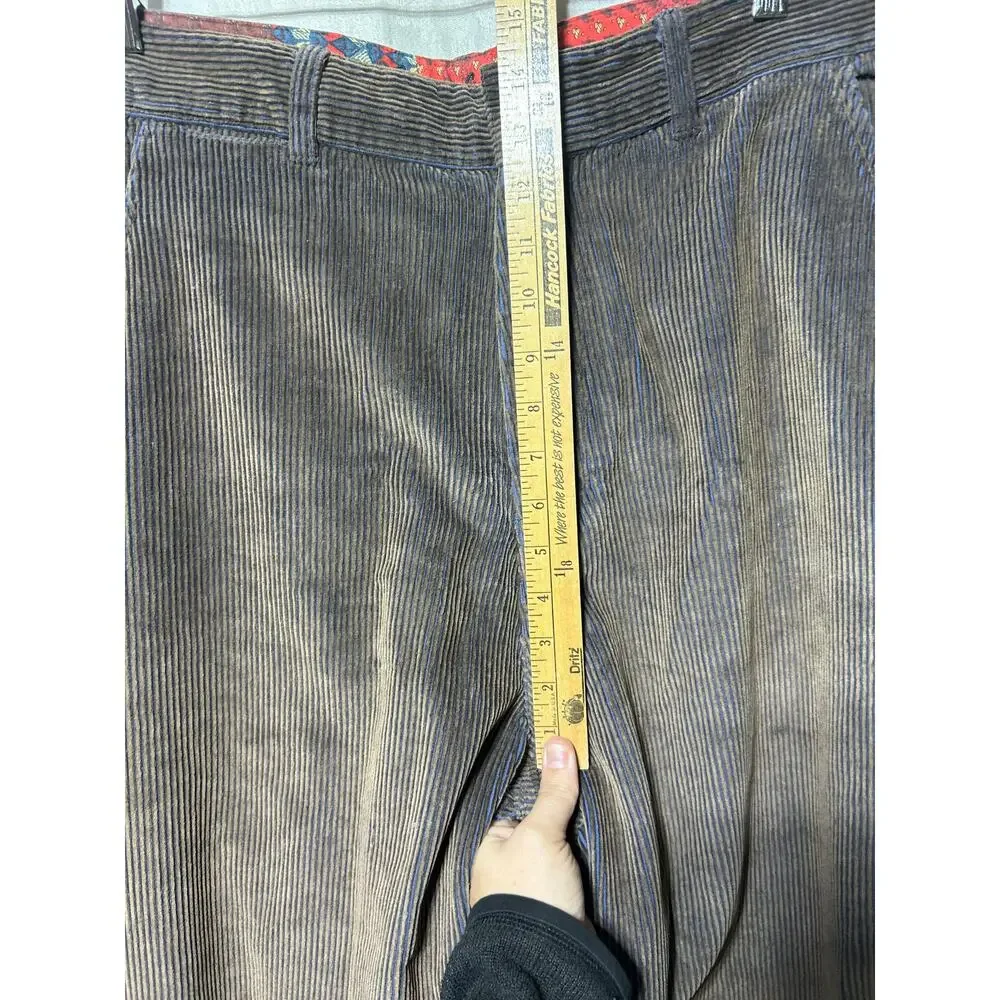 Robert Graham Corduroy Pants 36 Brown Navy Blue Baggy Wide Leg Y2K